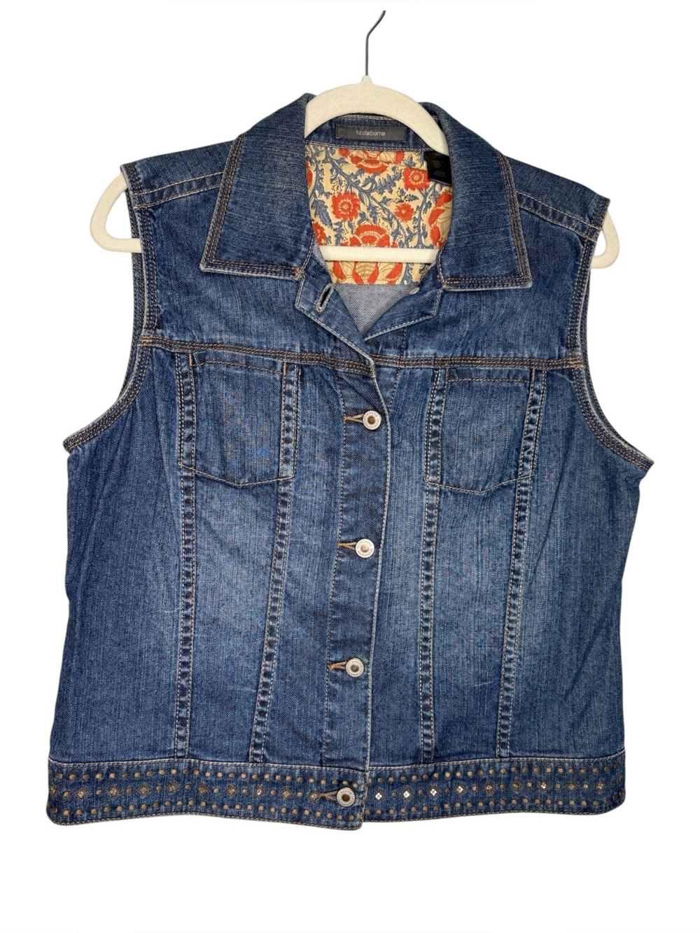 Vintage Liz Claiborne Denim Western Button Up Vest Size L